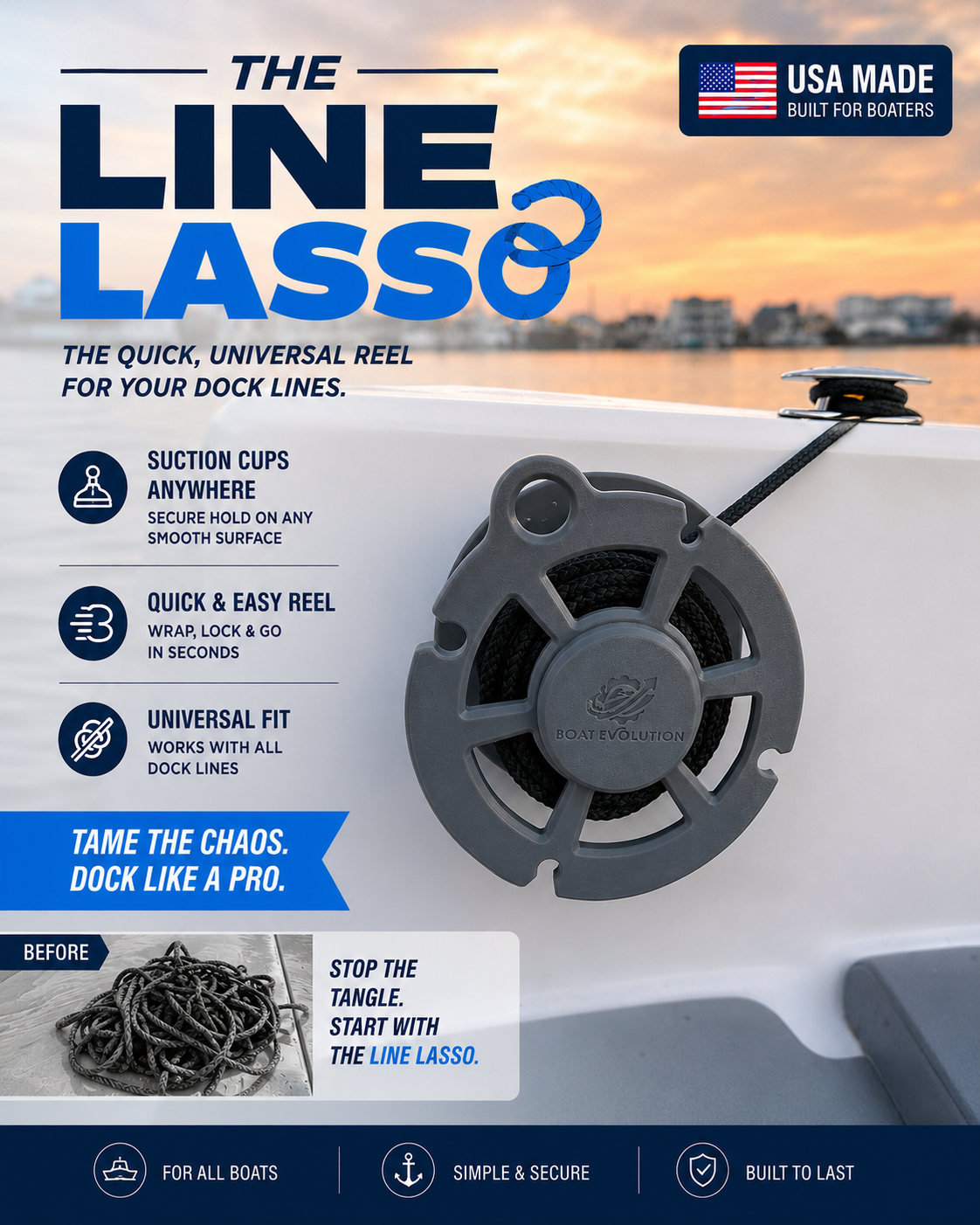 Line Lasso- Quick Dock Line Reel